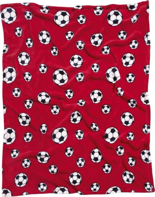 Fleece-Decke Fußball -rot 75x100