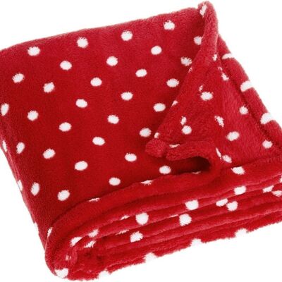 Couverture polaire pois -rouge 75x100