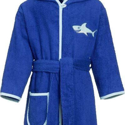 Terry cloth bathrobe shark -blue
