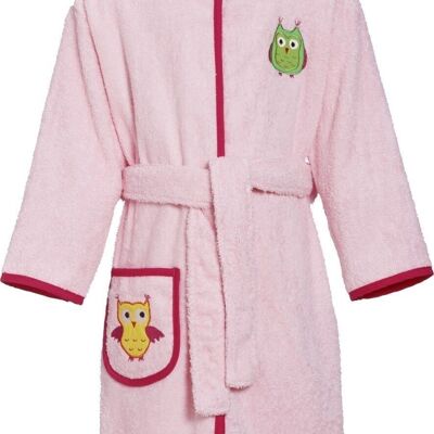 Terrycloth bathrobe owl -pink