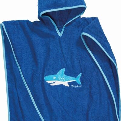 Terry cloth poncho shark -blue L