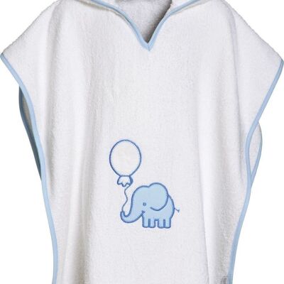 Terry cloth poncho elephant -white/blue L