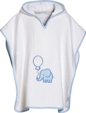 Poncho éponge éléphant -blanc/bleu L 1