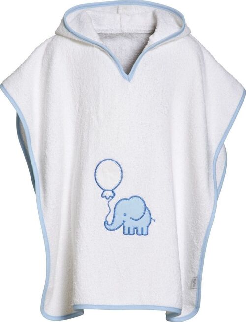 Frottee-Poncho Elefant -weiß/bleu
