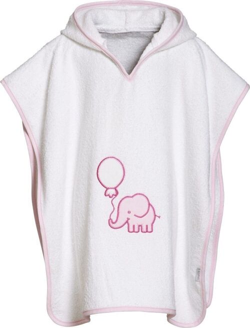 Frottee-Poncho Elefant -weiß/rosa L