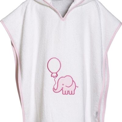 Frottee-Poncho Elefant -weiß/rosa L