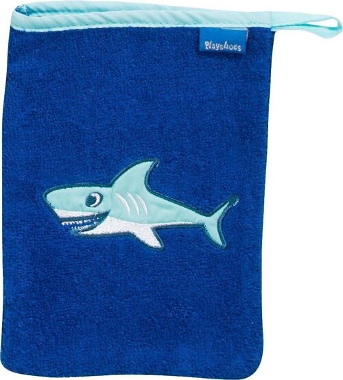 Frottee-Waschhandschuh Hai -blau