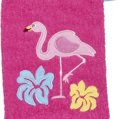 Gant de toilette éponge flamant rose - rose