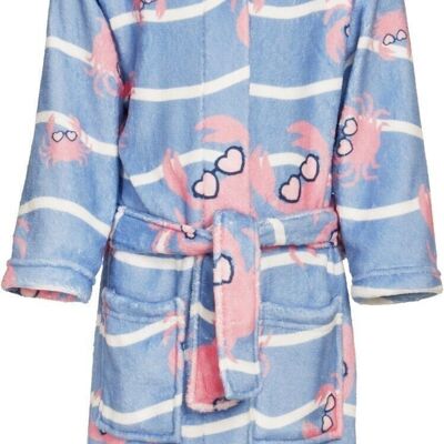 Fleece bathrobe crab - blue/pink