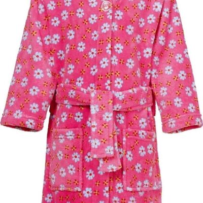 Fleece bathrobe flowers -pink
