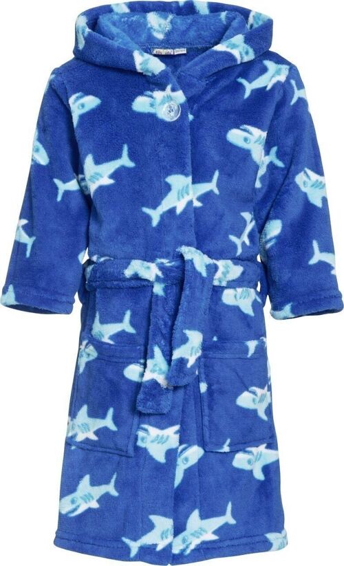 Fleece-Bademantel Hai -blau