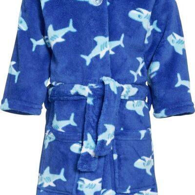 Fleece bathrobe shark -blue