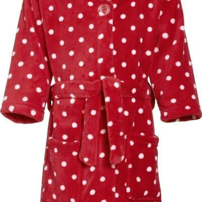 Fleece bathrobe dots -red