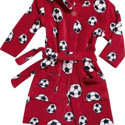 Fleece bathrobe football -red