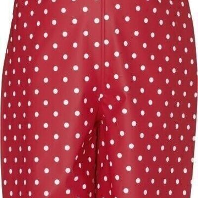 Rain dungarees with dots - red