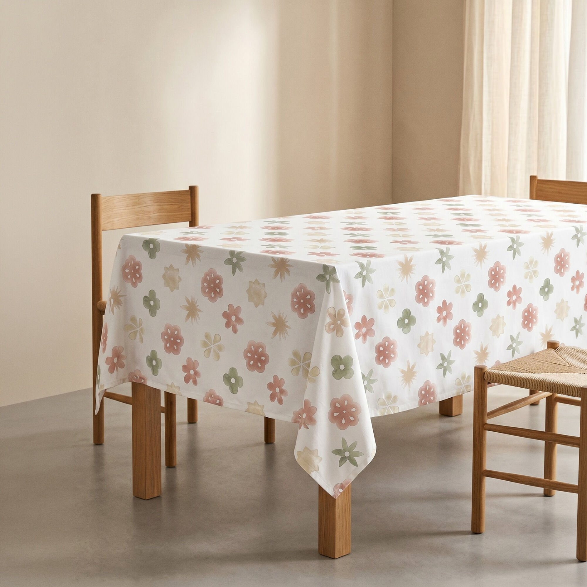 SAIMO Stain-Resistant Printed Tablecloth 100% Polyester