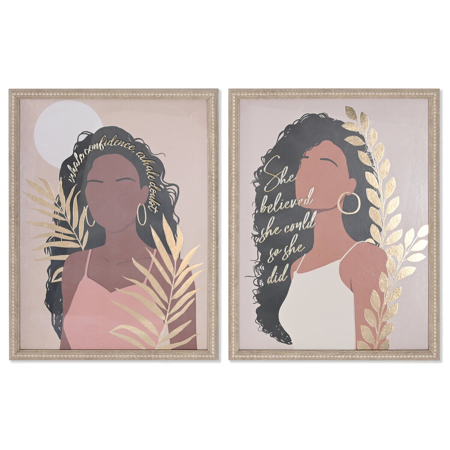 Tableau sur toile en verre 32,5x3,5x42,5 femme 2 assortis.