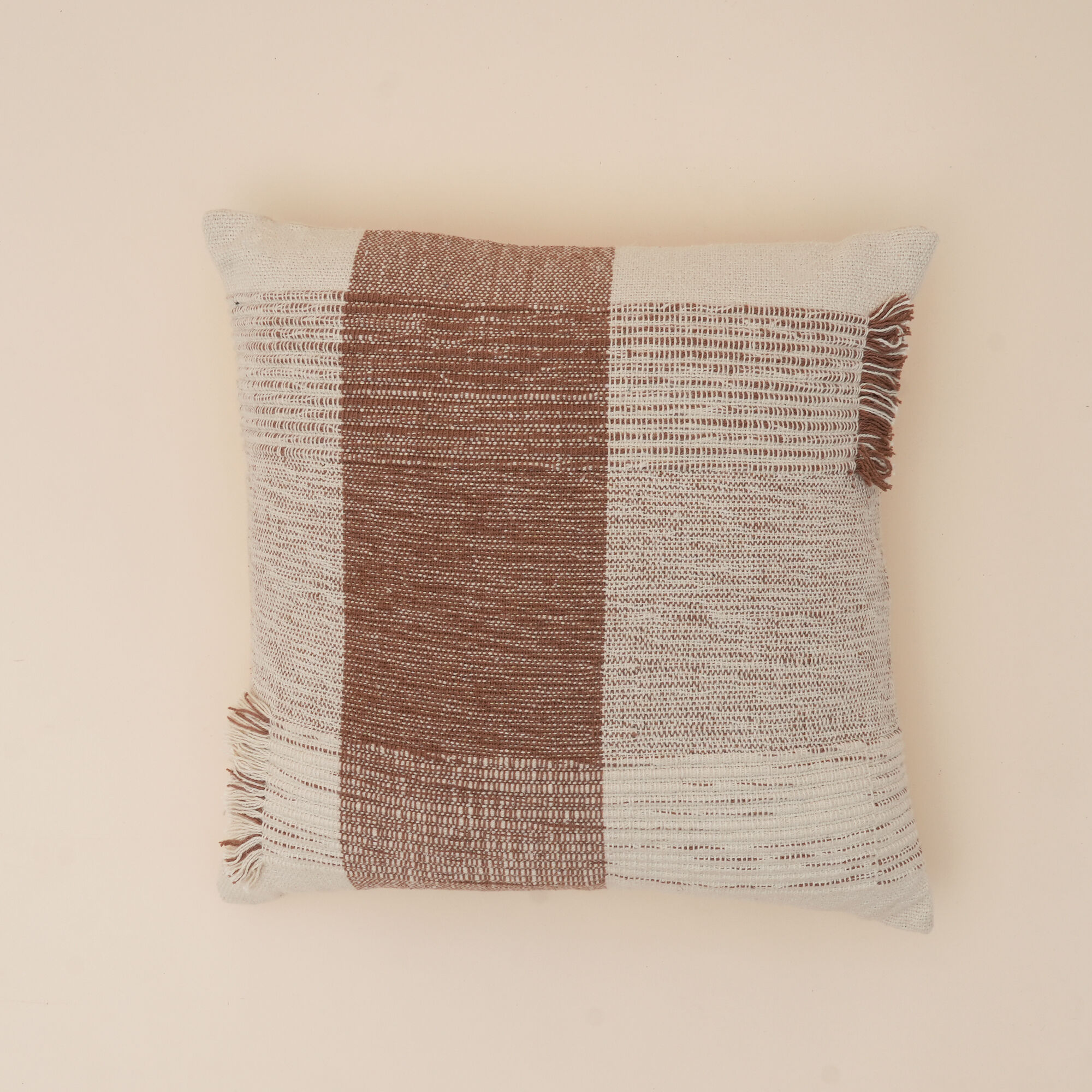 Terra Woven Pattern Cushion | Slub Yarn Cotton Decorative Pillow