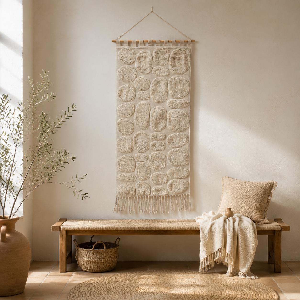 Pebble Harmony Tufted Wall Hanging | Cotton Textile Art