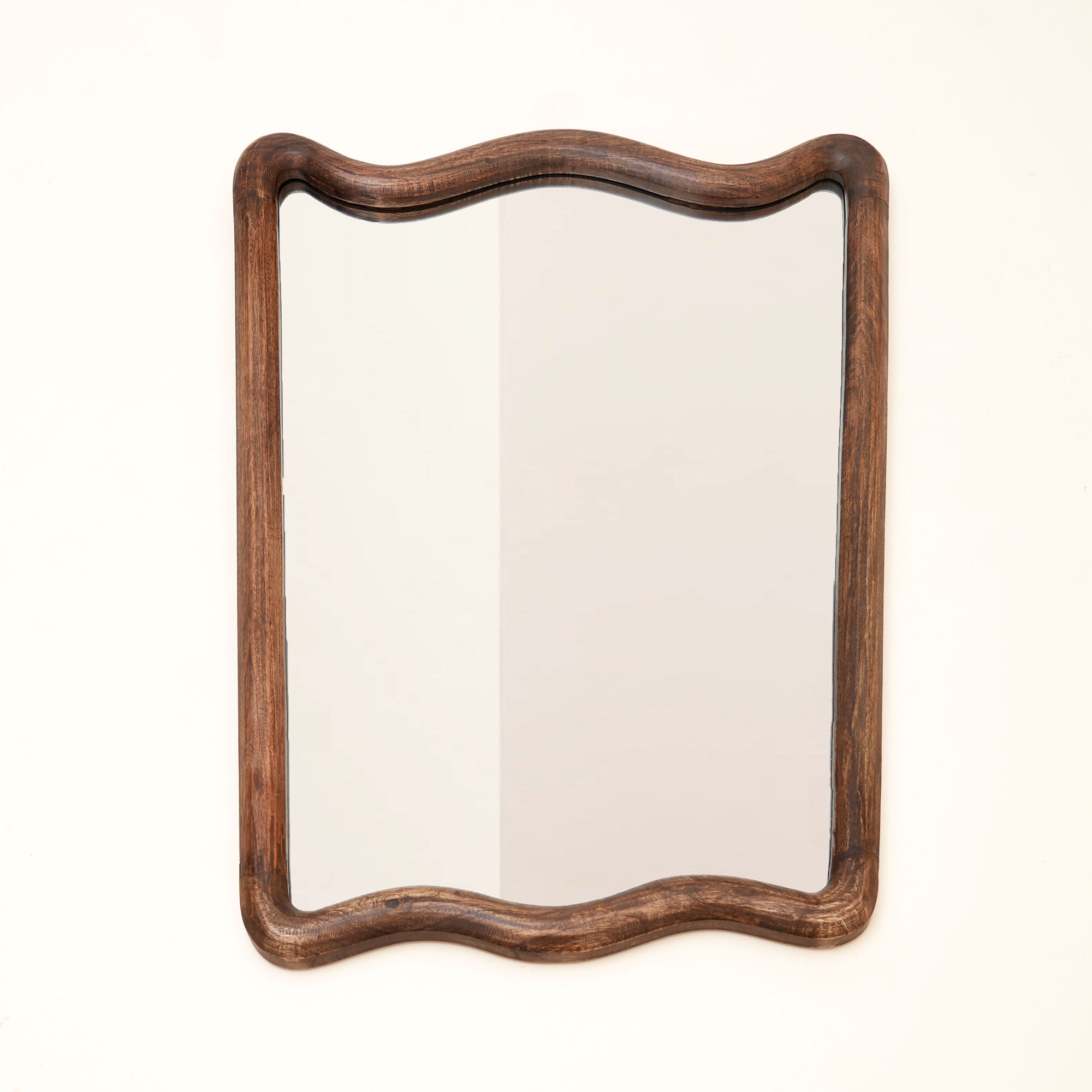 Soft Wave Wall Mirror in Solid Mango Wood Frame 75x100 cm
