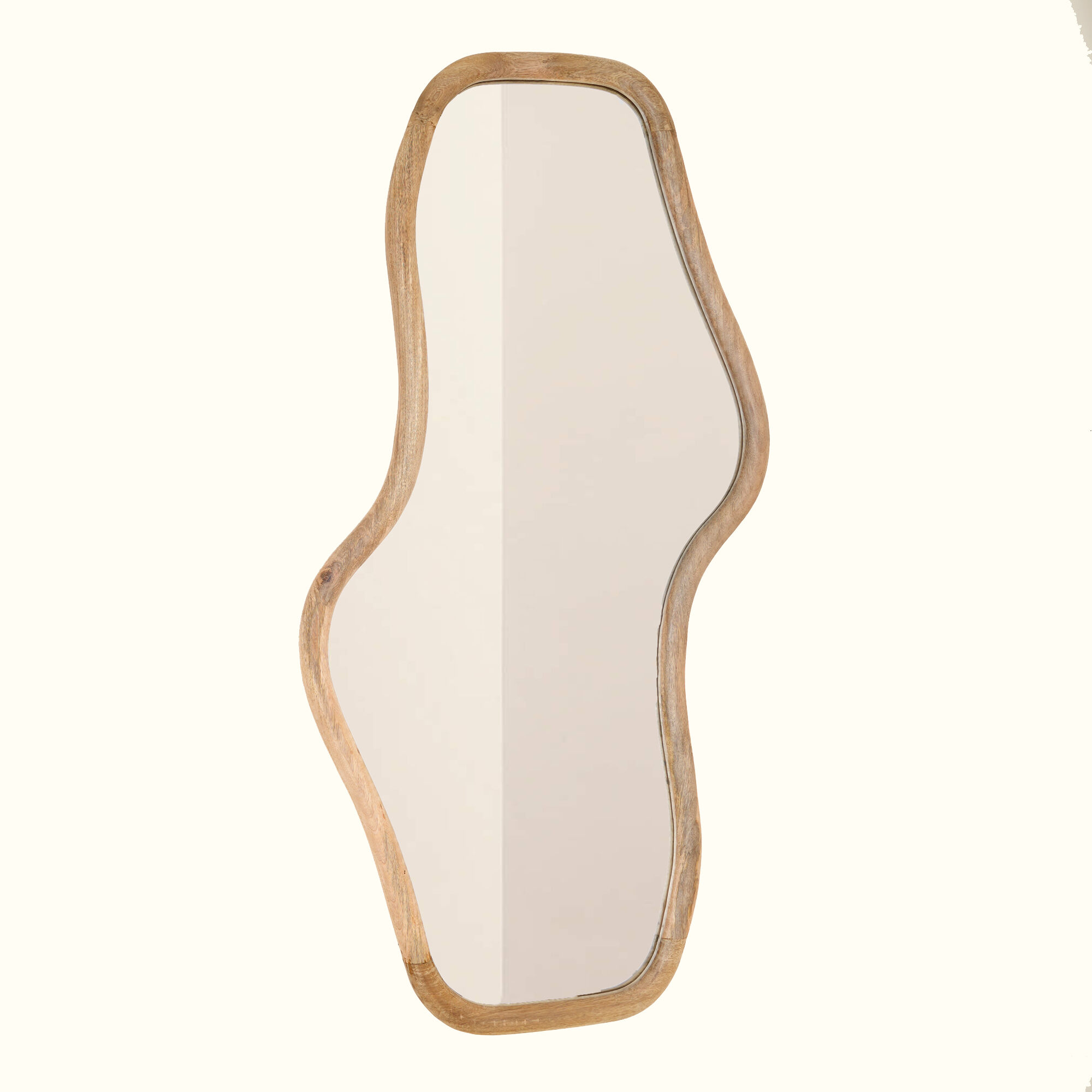 Smooth Curve Wall Mirror in Natural Mango Wood 90x170 cm