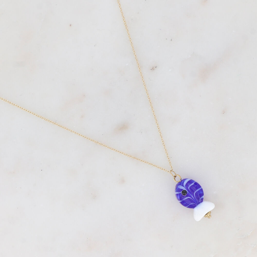 Necklace with fish-shaped resin tassel NMB0806