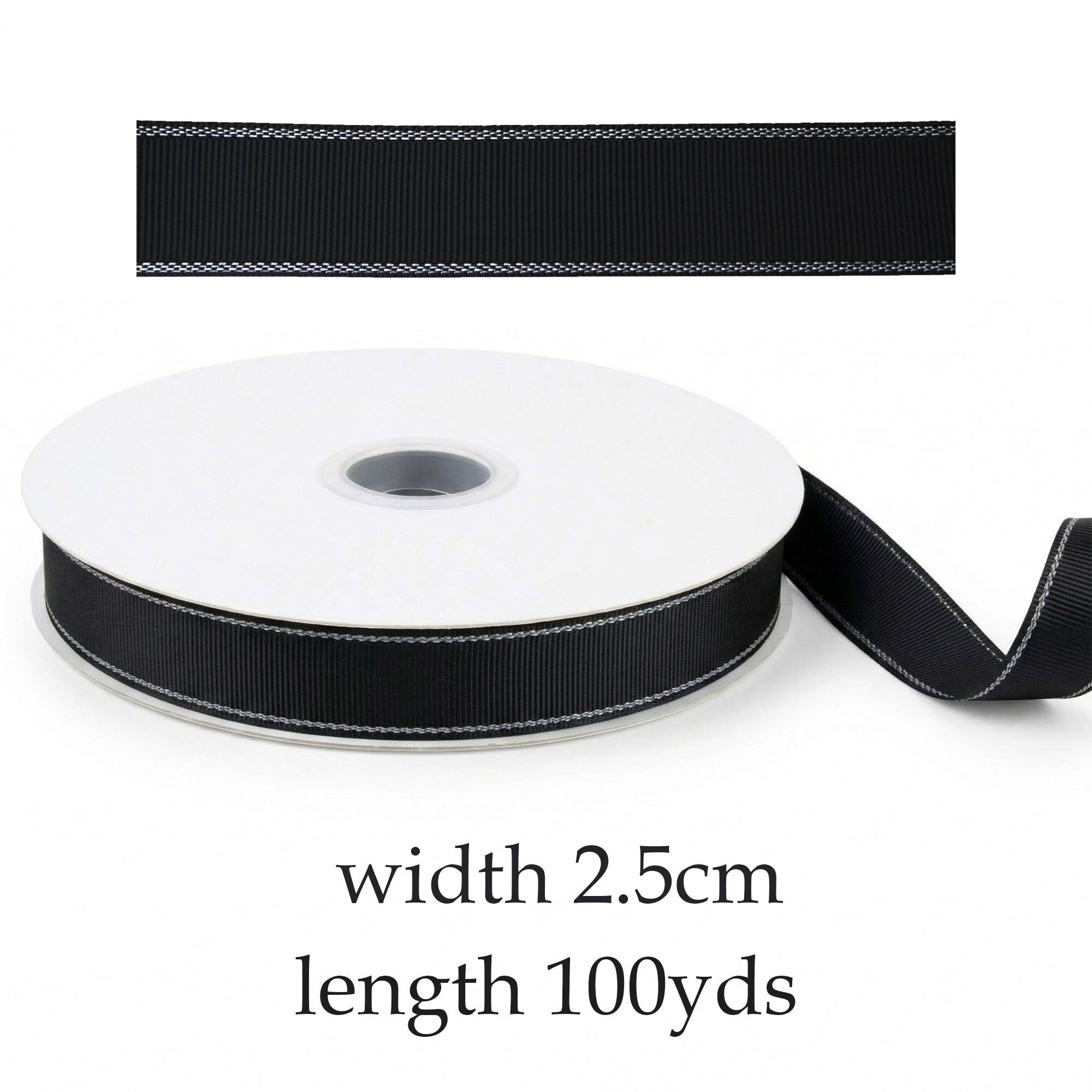 Black/Silver Grossgrain Ribbon Roll