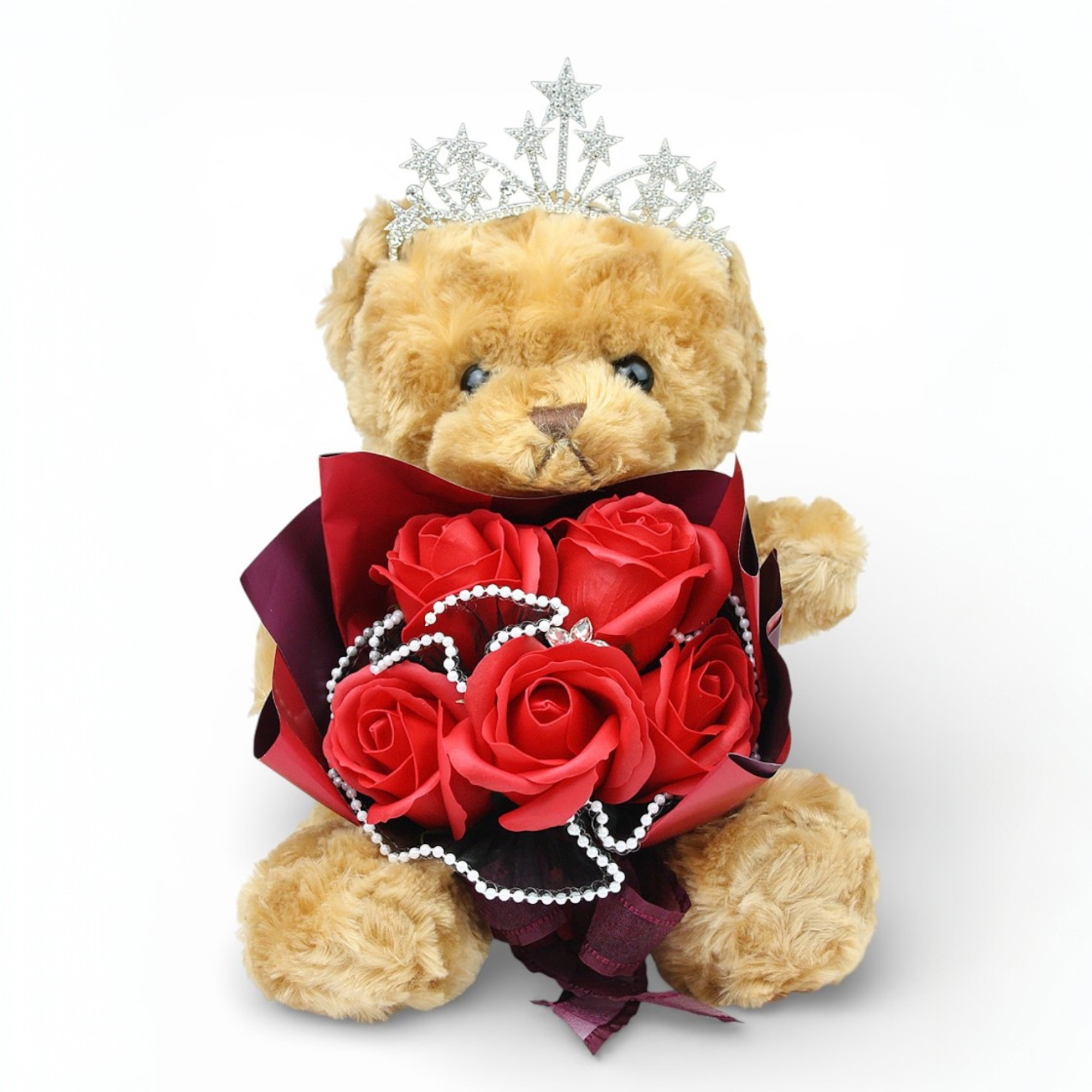 Scented Soap Flower Gift Set with Teddy Bear