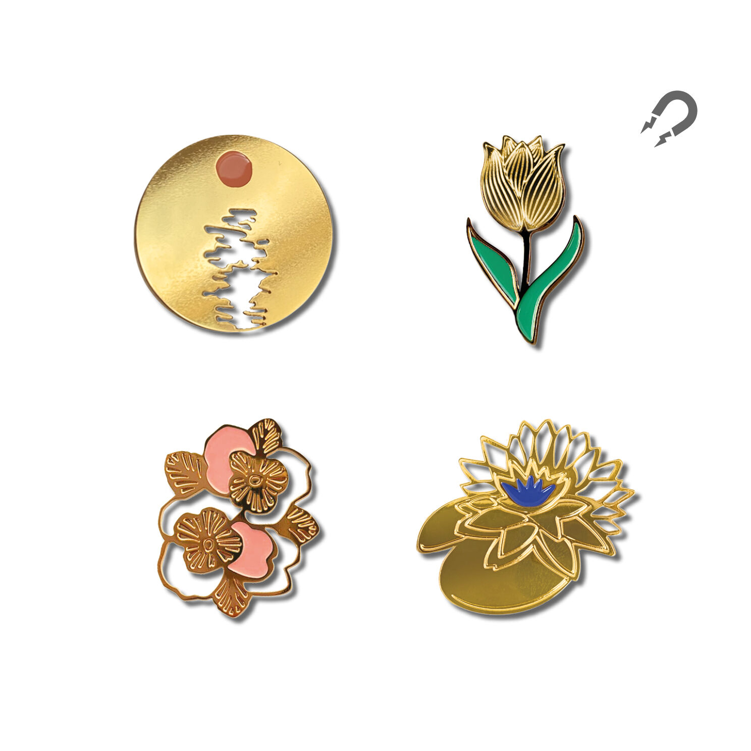 Assortiment de 8 broches magnétiques Claude Monet