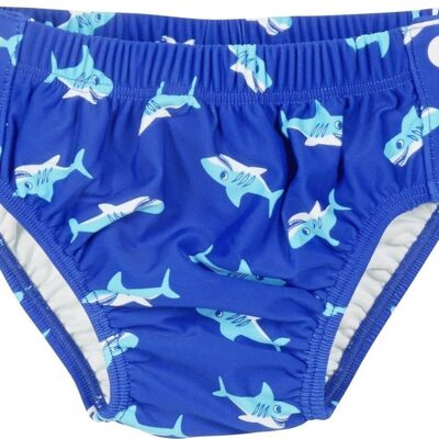 Pantaloni per pannolini con protezione UV Shark con bottoni - blu