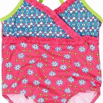 UV protection swimsuit flowers -pink