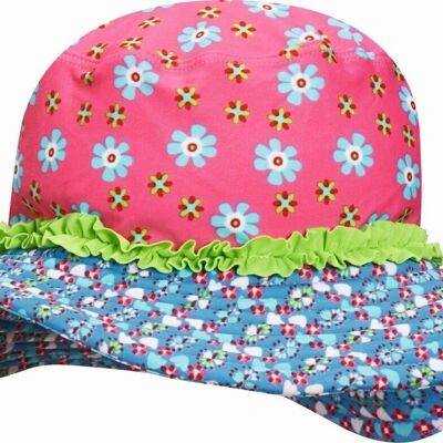 Chapeau de soleil protection UV fleurs - rose