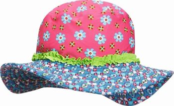 Chapeau de soleil protection UV fleurs - rose 1