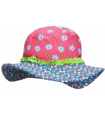 Chapeau de soleil protection UV fleurs - rose 3