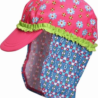 Gorro protección UV flores -rosa