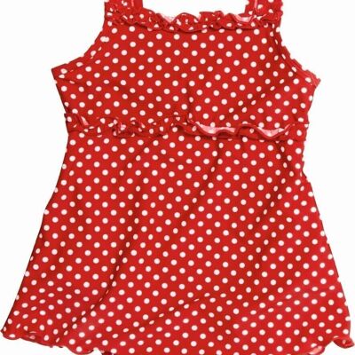 UV protection swimsuit with rock dots - red