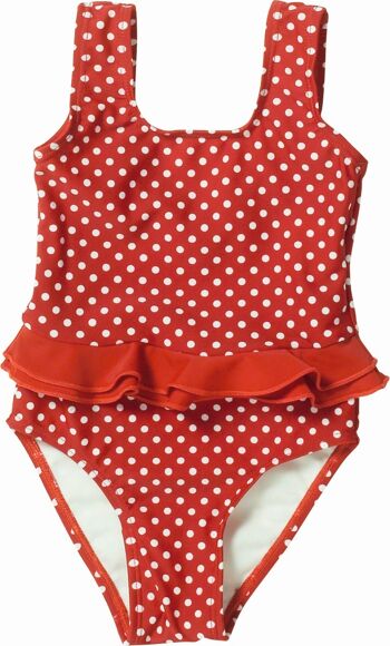 Maillot de bain protection UV pois - rouge 1