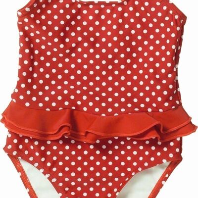 UV protection swimsuit dots -red