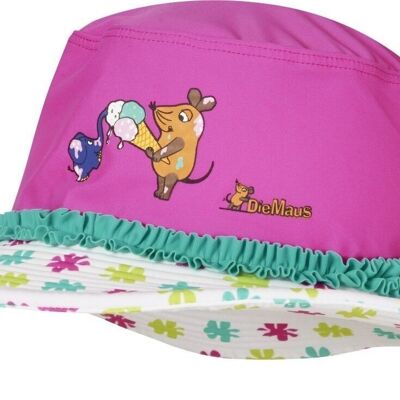 UV protection sun hat DIE MAUS flowers -white/pink