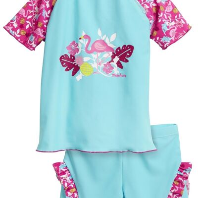 Set de bain protection UV flamant rose -turquoise