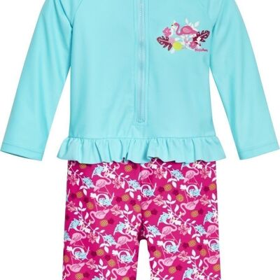 UV protection one-piece suit Flamingo 1/1 arm -turquoise