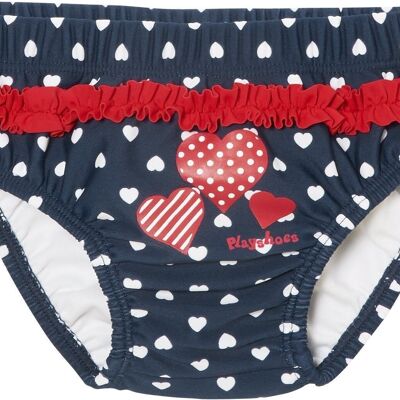 UV protection diaper pants hearts -marine