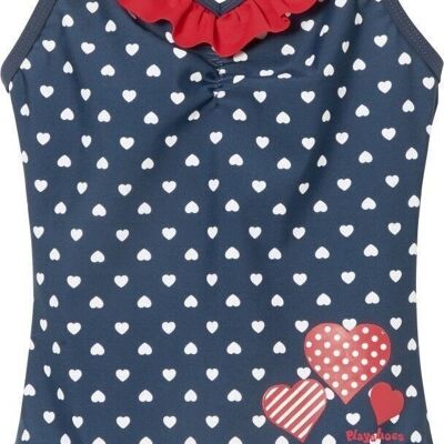 UV protection swimsuit little hearts -navy