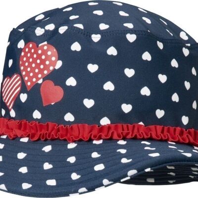 Gorro protección UV corazoncitos -marino