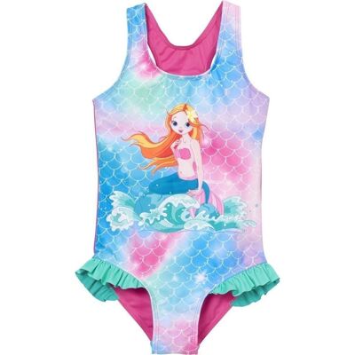 Costume da bagno con protezione UV sirena -rosa