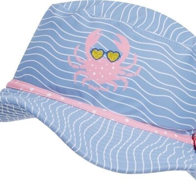 UV protection sun hat crab - blue/pink