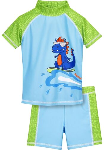 Ensemble de bain anti-UV Dino - bleu/vert 1