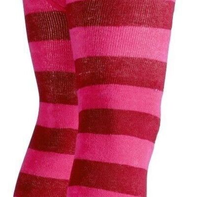 Thermal tights with block stripes -pink
