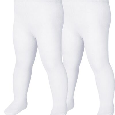 Tights uni double pack - white