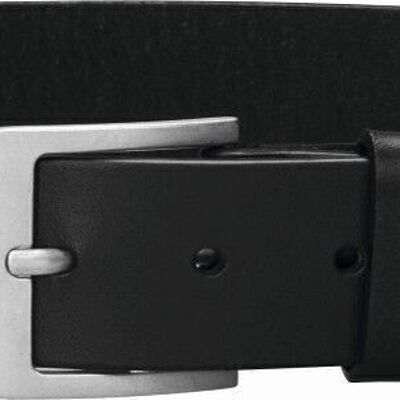 Leather belt 30 mm wide - black with pin buckle